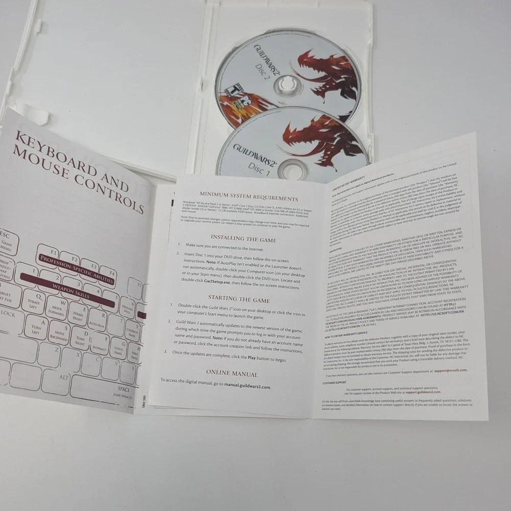 Guild Wars 2 PC Game DVD-ROM ArenaNet 2-Disc Set with Manual and Serial‎ Code